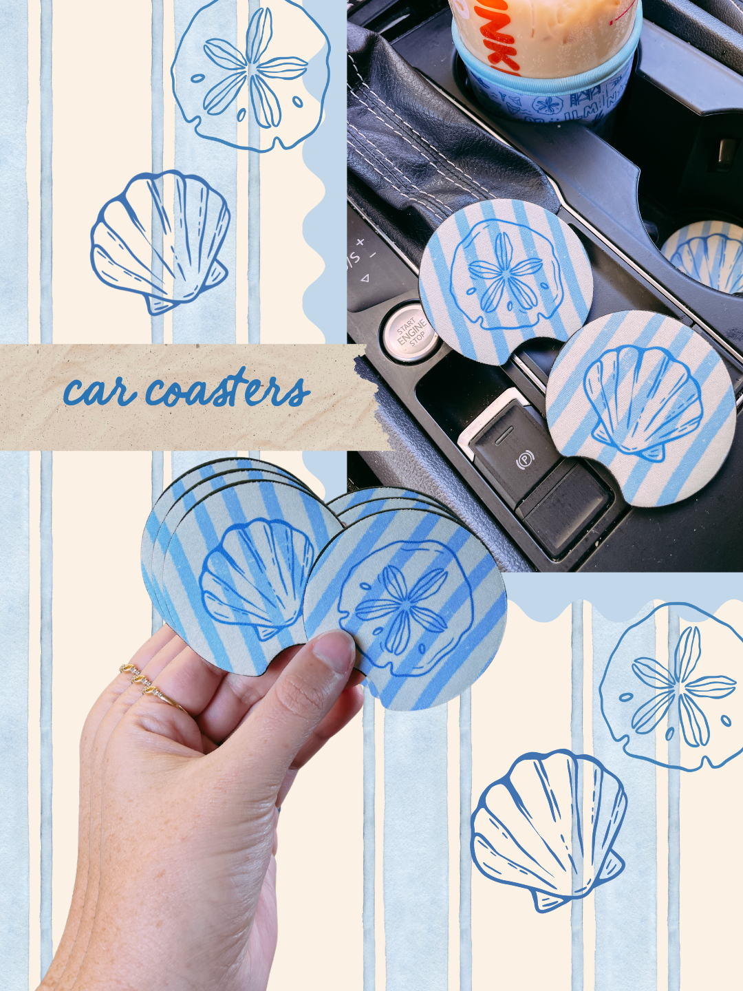 Coastal Treasures Car Coaster Set